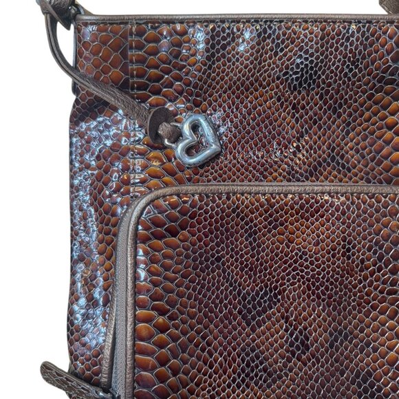 Brighton Brown Faux Snakeskin Crossbody Bag - Picture 9 of 10